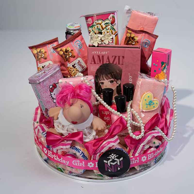 باکس هدیه دخترانه صورتی فانتزی